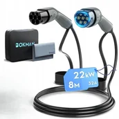 Ładowarki do samochodów elektrycznych - Bokman Kabel do ładowania typ 2 22 kW 32 A 3-fazowy 8m kabel EV - miniaturka - grafika 1