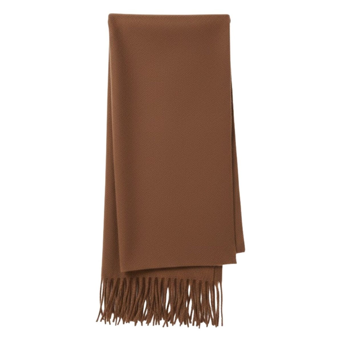 Szalik damski Ma.Al.Bi kaszmirowy brązowy z frędzlami