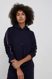 Bluzy damskie - Tommy Hilfiger Bluza damska kolor granatowy z kapturem gładka - grafika 1