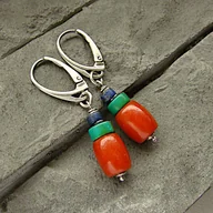 Kolczyki - Koral, turkus, lapis - miniaturka - grafika 1