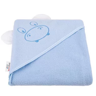 Bocioland Okrycie Kąpielowe Ręcznik Z Kapturkiem 80X80Cm Niebieski Hipopotam 1231 - Okrycia kąpielowe dla dzieci - miniaturka - grafika 1