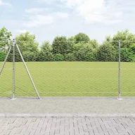 Ogrodzenia - Lumarko Ogrodzenie z siatki heksagonalnej z 7 flanszowanymi słupkami 1,2x25 m, stal srebrna - miniaturka - grafika 1