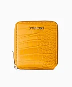 Portfele - PUCCINI Mały żółty portfel damski ze skóry ekologicznej o fakturze croco - miniaturka - grafika 1