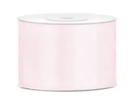 Pasmanteria - PartyDeco Tasiemka satynowa, różowa pudrowa jasna, 50 mm / 25 m TS50-081PJ - miniaturka - grafika 1