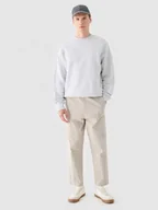 Spodnie męskie - Męskie spodnie casual tkaninowe Outhorn OTHWAW24TTROM1089 - beżowe - miniaturka - grafika 1