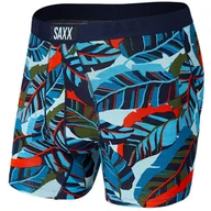 Majtki damskie - Bokserki męskie szybkoschnące SAXX VIBE Boxer Brief liście - niebieskie - miniaturka - grafika 1