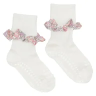 Skarpetki dla dzieci - GoBabyGo antypoślizgowe skarpetki do nauki chodzenia LIBERTY BAMBOO Off White Michelle Pink 12 m+ - miniaturka - grafika 1