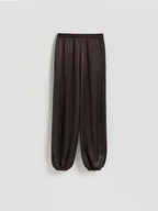 Spodnie damskie - Reserved - Spodnie z wiskozy - ciemnobrązowy - miniaturka - grafika 1