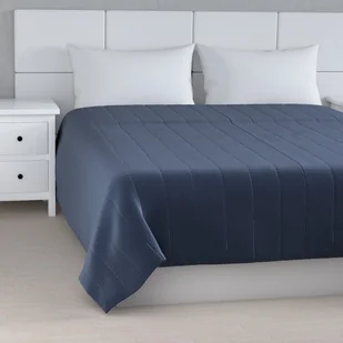 Dekoria Narzuta pikowana w pasy granatowy welwet 100 x 160cm Ingrid 836-705-39 - Narzuty - miniaturka - grafika 1