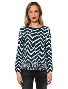 Street One Damska koszulka z długim rękawem oversize, niebieski (Deep Teal Blue), 42 - Koszulki i topy damskie - miniaturka - grafika 1