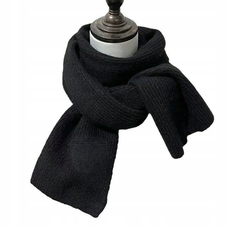 elegancki damski SZAL na zimę ciepły SZALIK miękki przyjemny 160x22 czarny