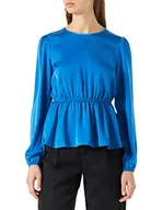 Bluzki damskie - ONLY Damska bluzka Onlsaga DAR Primrose Ls O-Neck Top WVN, niebieski (Victoria Blue), L - miniaturka - grafika 1