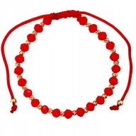 Bransoletki - Złota bransoletka 585 na czerwonym sznurku ze złotymi kuleczkami na prezent - miniaturka - grafika 1