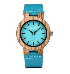 Zegarek Zegarek drewniany Niwatch BASIC na turkusowym pasku - tarcza 38 mm - Zegarki męskie - miniaturka - grafika 1