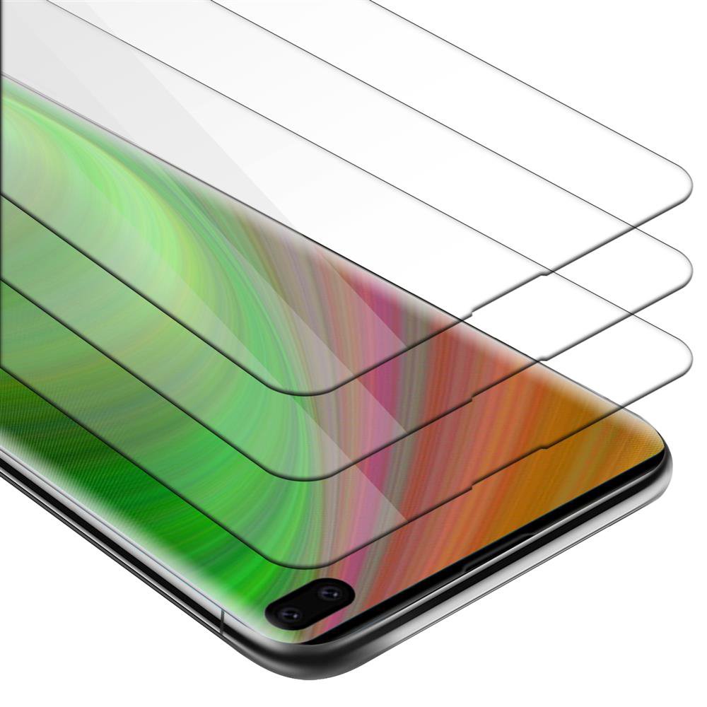 Cadorabo 3x folia pancerna do Samsung Galaxy S10 PLUS folia ochronna w kolorze CRYSTAL CLEAR 3-pak hartowanego szkła ochronnego o twardości 9H z kompatybilnością z 3D touch