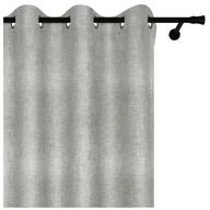 Zasłony - Voppi Zasłona gotowa na przelotki kółka 140 x 260 cm szara zasłona okienna półzaciemniająca z lnianym wzorem - miniaturka - grafika 1