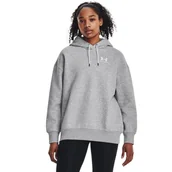 Bluzy damskie - Damska bluza dresowa nierozpinana z kapturem Under Armour UA Icon Fleece OS Hoodie - szara - miniaturka - grafika 1