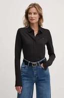 Koszule damskie - Tommy Hilfiger koszula damska kolor czarny slim z kołnierzykiem klasycznym WW0WW42906 - miniaturka - grafika 1