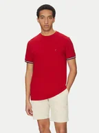 Koszulki męskie - Tommy Hilfiger T-Shirt Global Stripe MW0MW38630 Czerwony Regular Fit - miniaturka - grafika 1