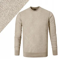 Swetry męskie - Elegancki SWETER Męski BEŻOWY Klasyczny Bawełniany IGNACIO XL Pako Jeans - miniaturka - grafika 1
