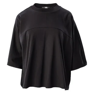 Damska Koszulka z krótkim rękawem KARL LAGERFELD BIG LOGO T-SHIRT 230W1715-999 – Czarny - Koszulki i topy damskie - miniaturka - grafika 1