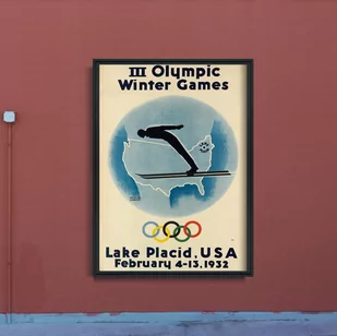 Retro plakat Zimowe Igrzyska Olimpijskie Lake Placid - Plakaty Retro plakat Zimowe Igrzyska Olimpijskie Lake Placid - Plakaty - miniaturka - grafika 1