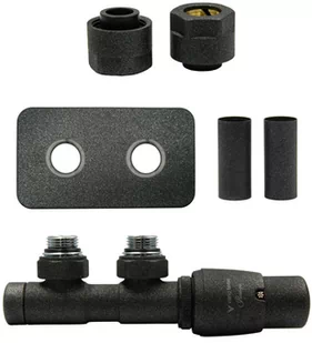 Varioterm Zawór termostatyczny TWINS All in One z rozetą prostokątną - ciemny grafit strukturalny midziana - Cu 15 mm prawa APTSGS0215CFK/P(Cu) - Zawory i kraniki - miniaturka - grafika 1