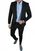 Marynarki męskie - Garnitur męski dwuczęściowy komplet kolor czarny DJG06 - 56 - miniaturka - grafika 1