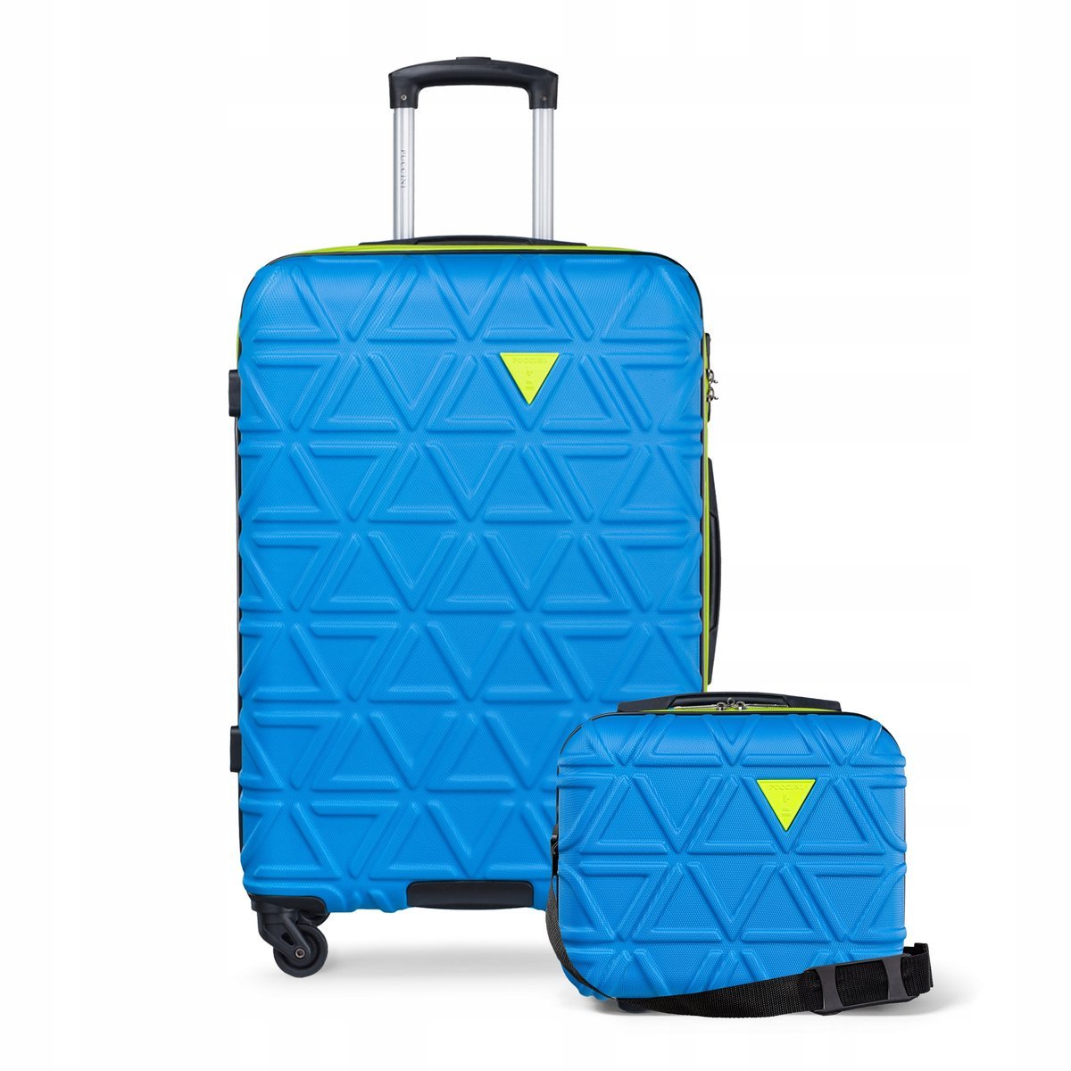 PUCCINI Zestaw Komplet WALIZEK Podróżnych 4 Kółka Średnia + Kuferek ABS 2w1