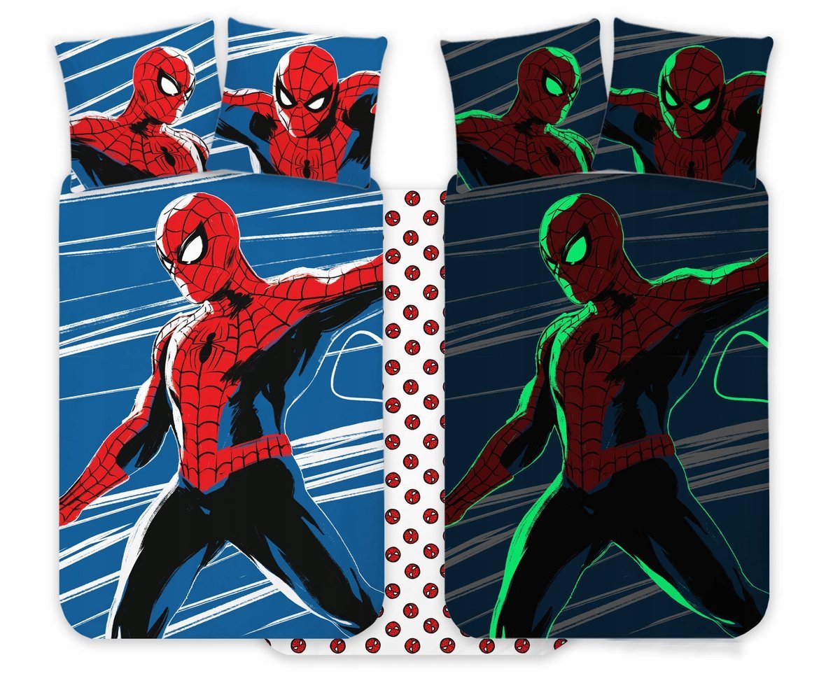 POŚCIEL DO ŁÓŻECZKA 100x135 cm ŚWIECĄCA W CIEMNOŚCI SPIDERMAN 100% BAWEŁNA