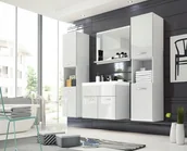 Szafki łazienkowe - Białe meble łazienkowe, szafka, lustro, umywalka - miniaturka - grafika 1