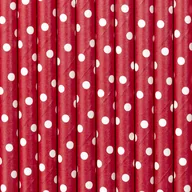 Słomki do napojów - Party Deco Słomki papierowe w kropki, czerwone/białe, 19,5 cm, 10 szt SPP2-007 - miniaturka - grafika 1