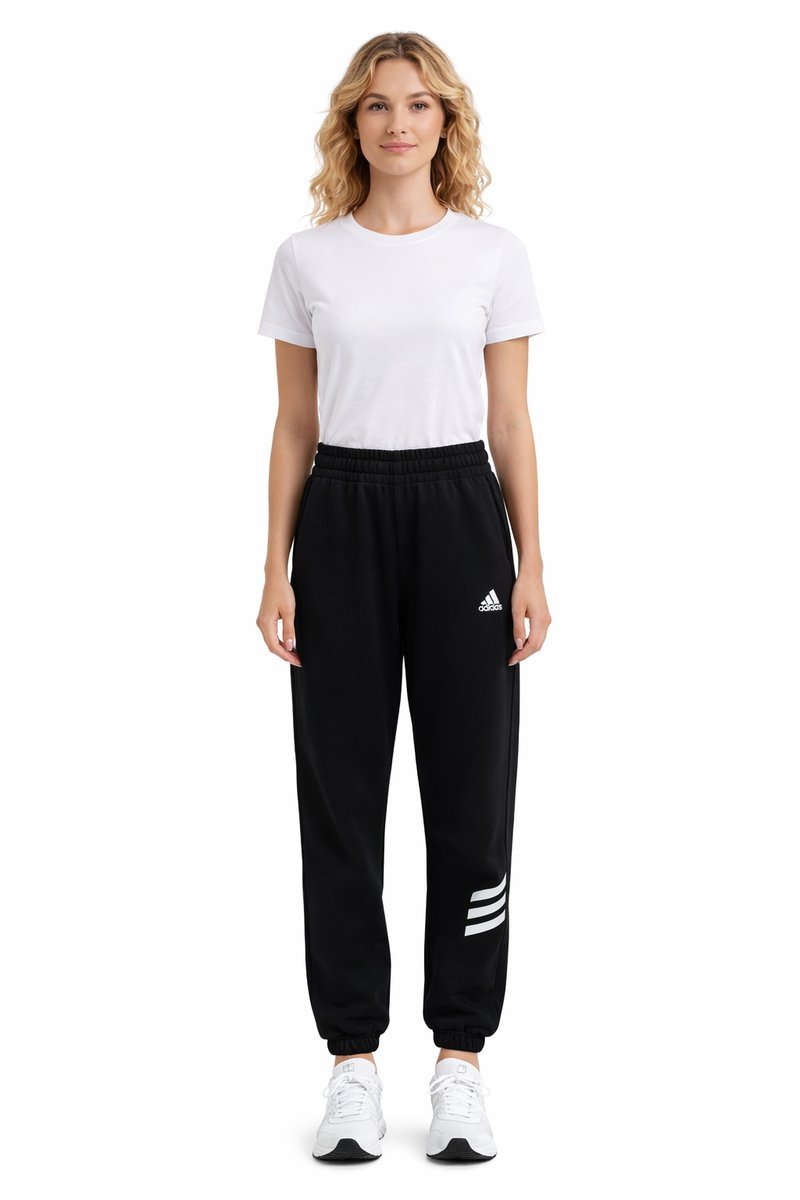 ADIDAS CZARNE SPODNIE DRESOWE Z BIAŁYM LOGO I LAMPASAMI S I3A