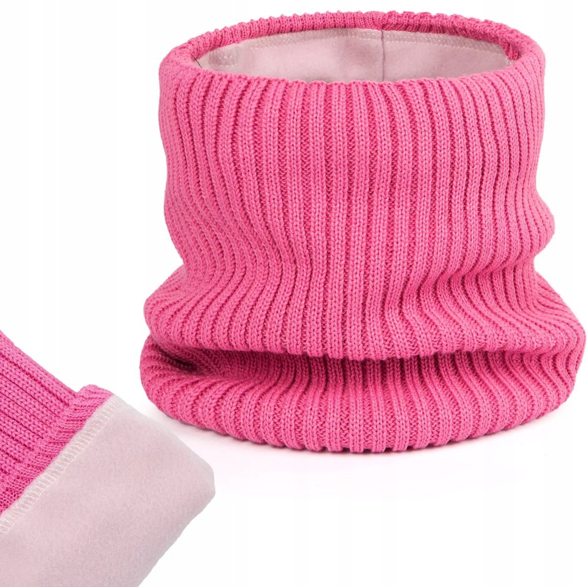 Komin zimowy dla dziewczynki dziecięcy CIEPŁY POLAR wełna merino