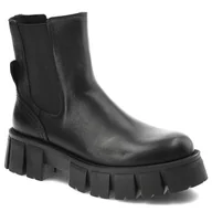 Botki damskie - Czarne Botki Nessi Ocieplane Skórzane Buty Damskie - miniaturka - grafika 1