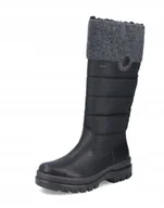 Kozaki damskie - RIEKER KOZAKI NA ZAMEK OCIEPLANE CZARNE 39 JRA - miniaturka - grafika 1