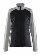 Kurtki damskie - Craft ADV Unify Hybrid Jacket damska kurtka przejściowa, rozmiar L, szary melanż/czarny, lekka kurtka z funkcjonalnego materiału, z 2 kieszeniami i 1 kieszenią na piersi, lekka kurtka damska - miniaturka - grafika 1