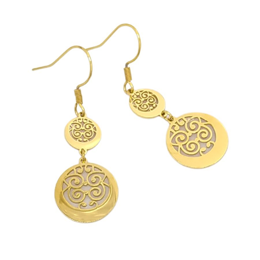 Kolczyki Złote Wiszące Ażurowe Koła