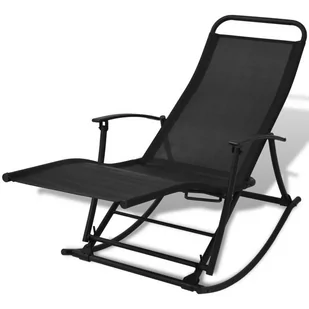vidaXL bujane krzesło ogrodowe stal i tworzywo textilene czarne 42158 42158 - Leżaki ogrodowe - miniaturka - grafika 1