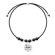 Bransoletki - Mother's Charm Personalizowana Bransoletka Sznurkowa z Czarnym Turmalinem i Srebrną Stalą Szlachet - Manoki - miniaturka - grafika 1