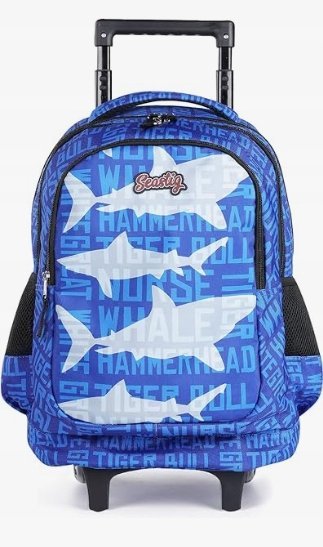 Seastig dziecięcy plecak na kółkach z motywem rekina niebieski pojemność A4