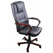 Fotele i krzesła biurowe - vidaXL Krzesło biurowe skórzane koloru czarnego - miniaturka - grafika 1