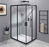 Kabiny prysznicowe - GELCO Kabina prysznicowa prostokątna narożna SIGMA SIMPLY BLACK drzwi przesuwne 90x100x190 czarny mat szkło transparentne z powłoką Coated Glass GS2110BGS2190B - miniaturka - grafika 1
