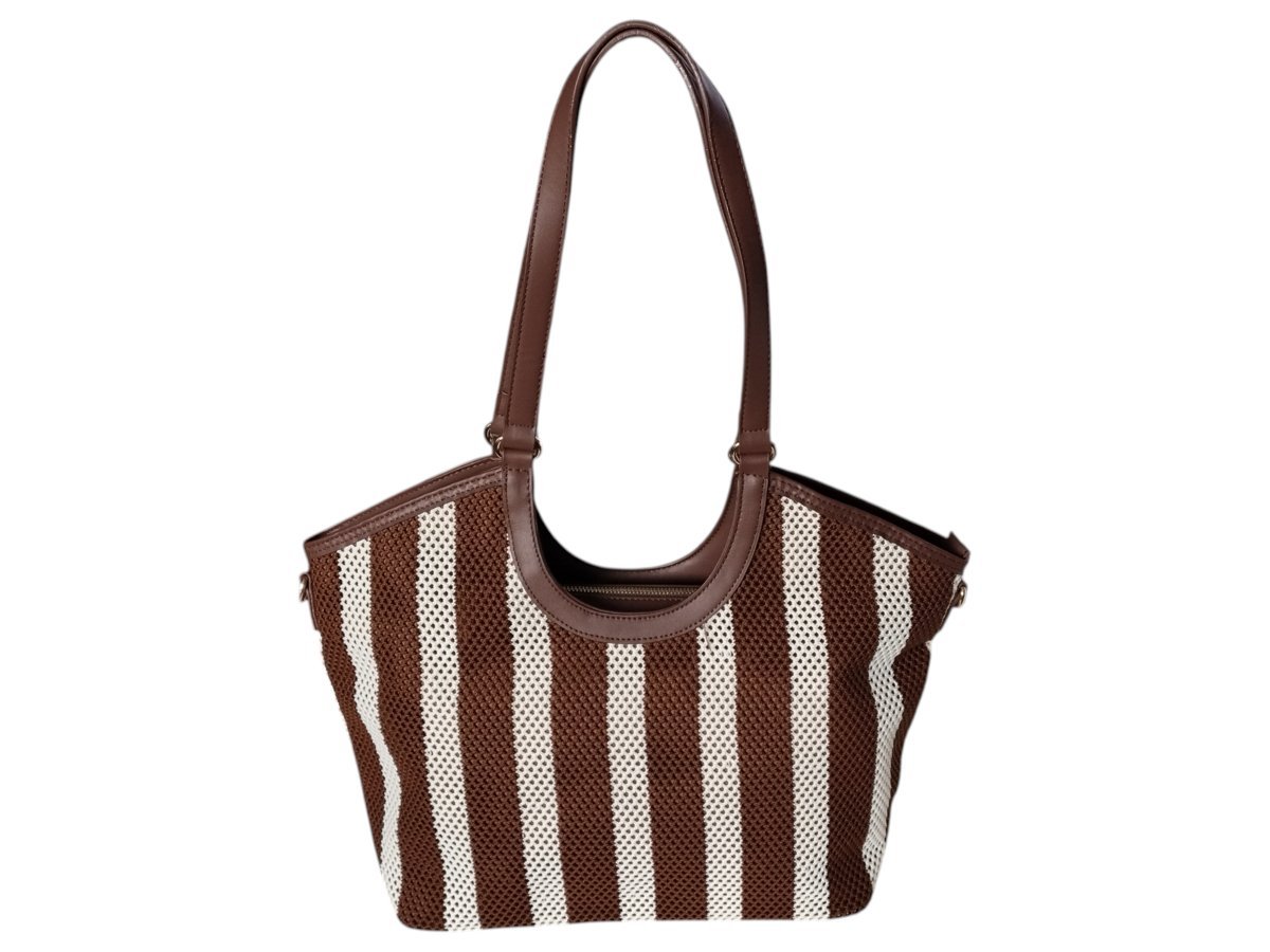 Torba Shopper Na Ramię Torebka Damska Listonoszka Miejska, Brązowy