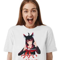 Koszulki i topy damskie - T-Shirt Koszulka Damska Bawełniana Biała XS Meow Otaku Kakegurui Wzory - miniaturka - grafika 1