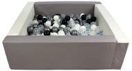 Suche baseny - Kwadratowy suchy basen z ekoskóry z 200 piłeczkami (biały, szary/czarny, biały, transparentny, srebrny) - miniaturka - grafika 1