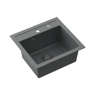 Zlewozmywaki - Zlewozmywak granitowy jednokomorowy szary Root Chef Box, 500 x 470 x 185 mm - miniaturka - grafika 1