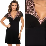 Bielizna nocna - Koszula nocna z koronką DONNA Adele czarna XXL 44 - miniaturka - grafika 1