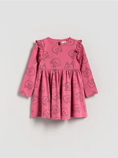 Reserved - Bawełniana sukienka z nadrukiem - różowy - Sukienki i spódniczki dla dziewczynek - miniaturka - grafika 1