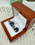 Spinki do mankietów i krawatów - SPINKI DO MANKIETÓW srebrne sople czarne niebieskie - miniaturka - grafika 1